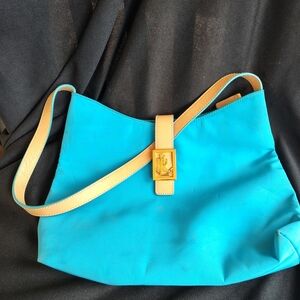 Ralph Lauren Turquoise and Beige Shoulder Bag